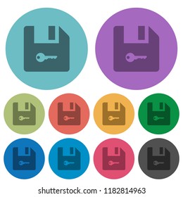 Encrypt file darker flat icons on color round background