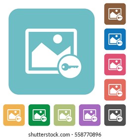 Encrypt image white flat icons on color rounded square backgrounds