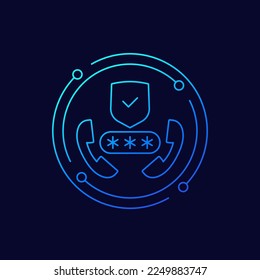 Encrypt phone calls icon, linear design