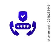 Encrypt phone calls icon, vector
