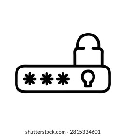 Encrypted access field showing stars and keyhole with padlock symbol on top. Graphic element for safety protocols and secure software authorization systems.