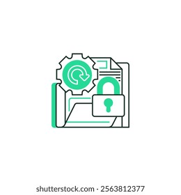 Encrypted Backup Line Icon. linear style sign for mobile concept and web design. Outline vector icon.