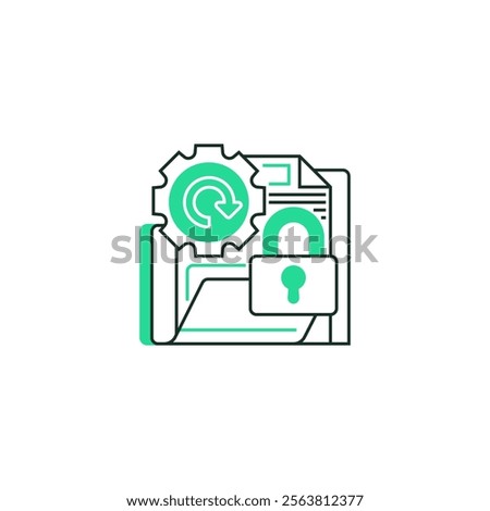 Encrypted Backup Line Icon. linear style sign for mobile concept and web design. Outline vector icon.