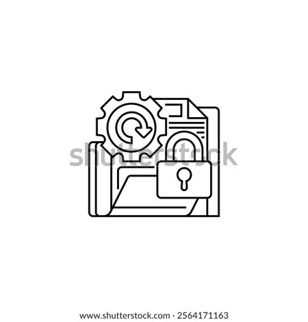 Encrypted Backup Line Icon. linear style sign for mobile concept and web design. Outline vector icon.