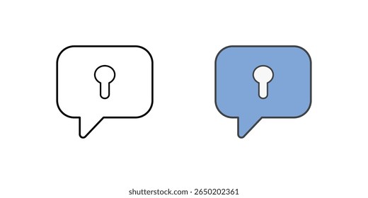 Encrypted chat icon with chat bubble and keyhole inside, ideal for secure messaging, private communication, and everyday digital privacy illustrations.