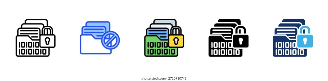 Encrypted Data Icon Collection With Multiple Styles