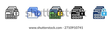 Encrypted Data Icon Collection With Multiple Styles
