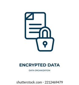 Encrypted data icon. Linear vector illustration from data organization collection. Outline encrypted data icon vector. Thin line symbol for use on web and mobile apps, logo, print media.