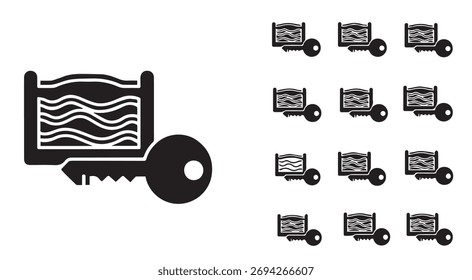 Ícone de Chave de Segurança de Dados Criptografados com Linhas Onduladas