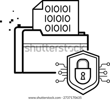 encrypted digital files concept, Secure Document Management vector icon design,