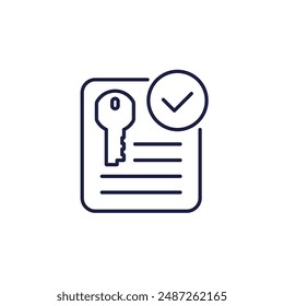 Encrypted document line icon on white