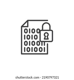 Encrypted file document line icon. linear style sign for mobile concept and web design. Data encryption outline vector icon. Symbol, logo illustration. Vector graphics