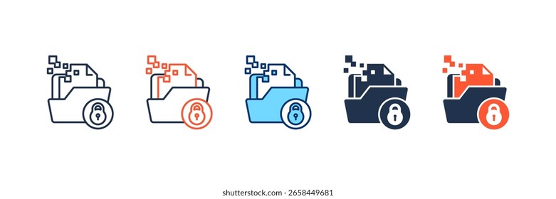Ícone Arquivo criptografado define várias coleções de estilos