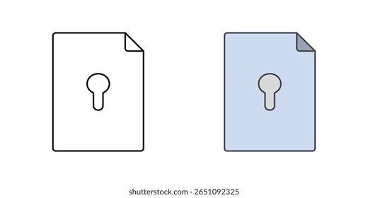 Icono de archivo cifrado con el símbolo del archivo y la Pequeña cerradura integrada en el papel, perfecto para la protección de archivos, almacenamiento seguro e ilustraciones de privacidad digital.