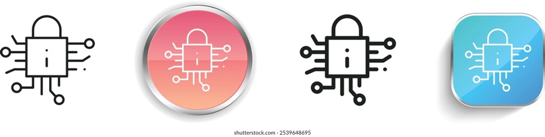 encrypted icon. Thin Linear, Regular and Button Style Design Isolated On White Background