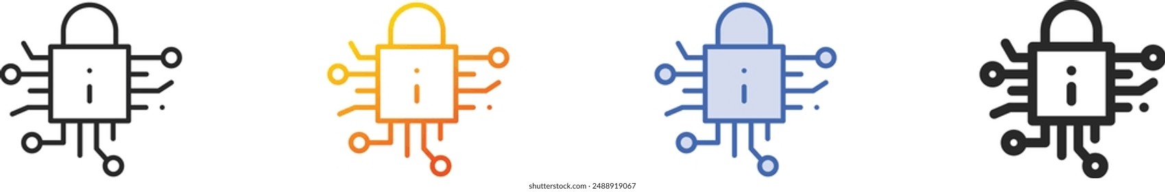 encrypted icon.Thin Linear, Gradient, Blue Stroke and bold Style Design Isolated On White Background