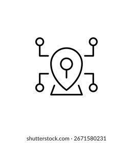 Encrypted Location Pin With Network Connections Icon In Minimalist Style Vector