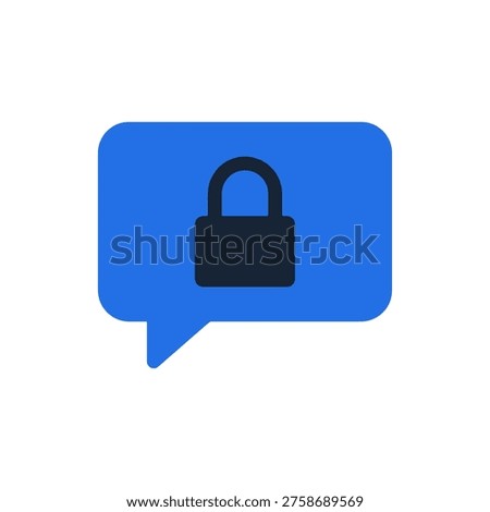 encrypted message chat icon showing a blue speech bubble with a dark padlock symbol representing secure private messaging end to end encryption and confidential digital communication protection