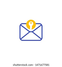 encrypted message, incoming mail icon on white