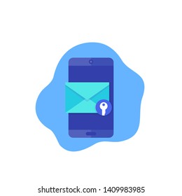 encrypted message, mobile mail vector icon
