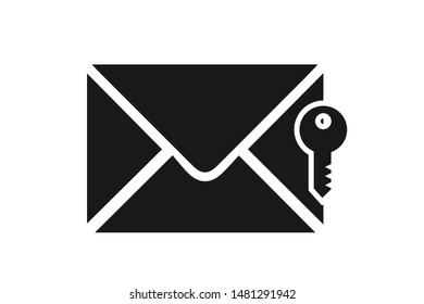 encrypted message vector, Secure message key vector icon