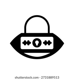 Vetor de arte de linha de ícones de cadeado criptografado isolado no branco