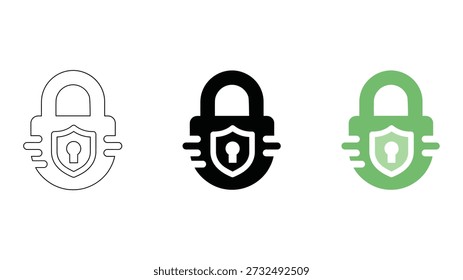 Encrypted padlock icons protecting information with secure encryption technology