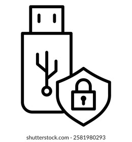 Encrypted pendrive icon Black and white logo