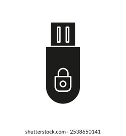 Encrypted pendrive icon flat line symbol set.