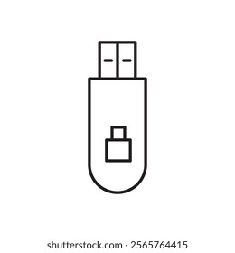 Encrypted pendrive icon line art vector