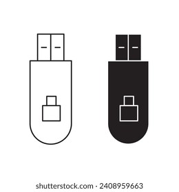 Encrypted pendrive outline icon collection or set. pendrive Thin vector line art