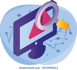 Encrypted search isometric Concept, Research activities Vector Icon Design, Big data Symbol, Business intelligence Sign,Web hosting and Data Center Stock Illustration