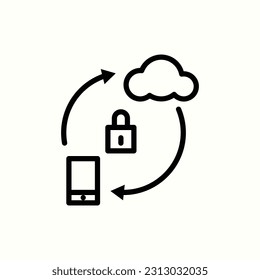 encrypted sync mobile cloud icon, isolated icon in light background, perfect for website, blog, logo, graphic design, social media, UI, mobile app