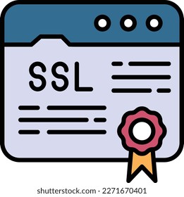 Ilustración de material de página web cifrada, Concepto de certificado SSL, Transmisión de datos segura entre el diseño de iconos de vectores de servidor y explorador, símbolo de servicio web y de hospedaje en nube, firma de https de exploración segura,