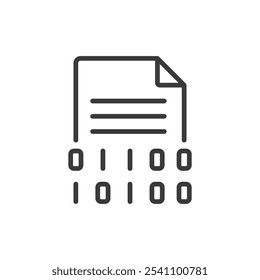Cifrado de texto, icono en diseño de línea. Cifrado, texto, cifrado, seguro, datos, privacidad, protección sobre Vector de fondo blanco. Icono de trazo editable de texto cifrado