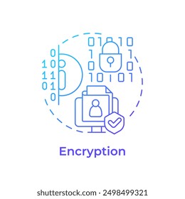 Encryption blue gradient concept icon. Security protocols, access management. Data confidentiality. Round shape line illustration. Abstract idea. Graphic design. Easy to use in infographic