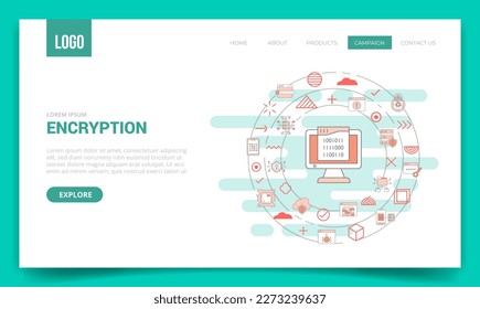 concepto de cifrado con icono de círculo para plantilla de sitio web o página de inicio