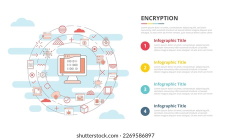 concepto de cifrado para banner de plantilla de infografía con información de lista de cuatro puntos