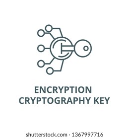 Encryption, cryptography key line icon, vector. Encryption, cryptography key outline sign, concept symbol, flat illustration