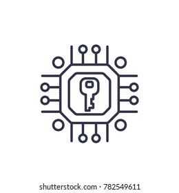 Encryption, cryptography vector linear icon