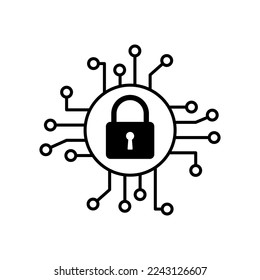 Encryption cyber security icon. Cybersecurity, data secured and protected concept. Flat vector illustration