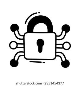 Icono de diseño del doodle de cifrado. Símbolo de negocio sobre archivo EPS 10 de fondo blanco