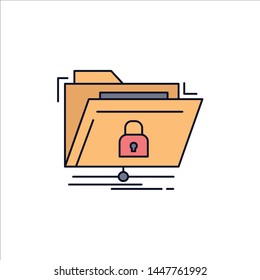 encryption, files, folder, network, secure Flat Color Icon Vector