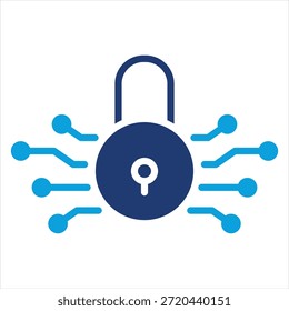 Estilo de icono azul plano de cifrado