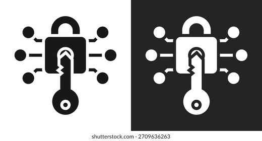 Ícone De Criptografia Em Estilo De Glifo Preto-E-Branco
