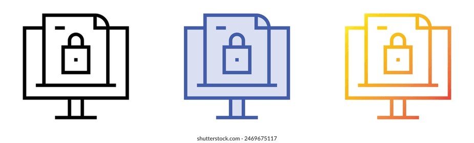 encryption icon. Linear, Blue Fill and Gradient Style Design Isolated On White Background