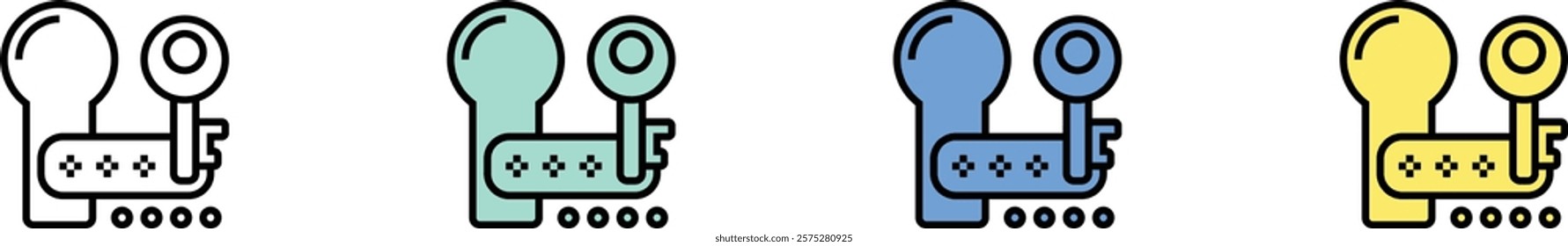 encryption icon. Outline, Green, Blue and Yellow Style Design Isolated On White Background