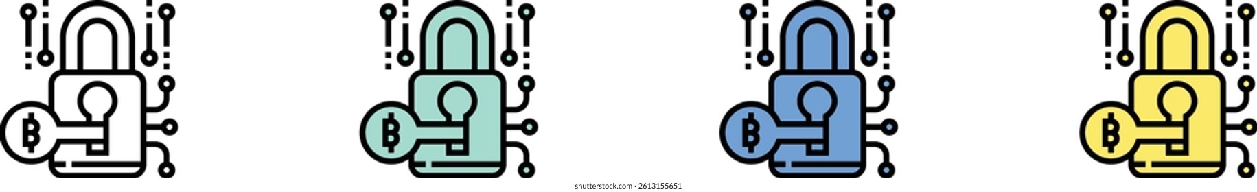 encryption icon. Outline, Green, Blue and Yellow Style Design Isolated On White Background