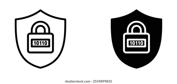 Encryption Icon set in black color for ui designs
