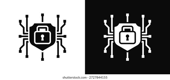 Conjunto de iconos de cifrado en blanco y negro